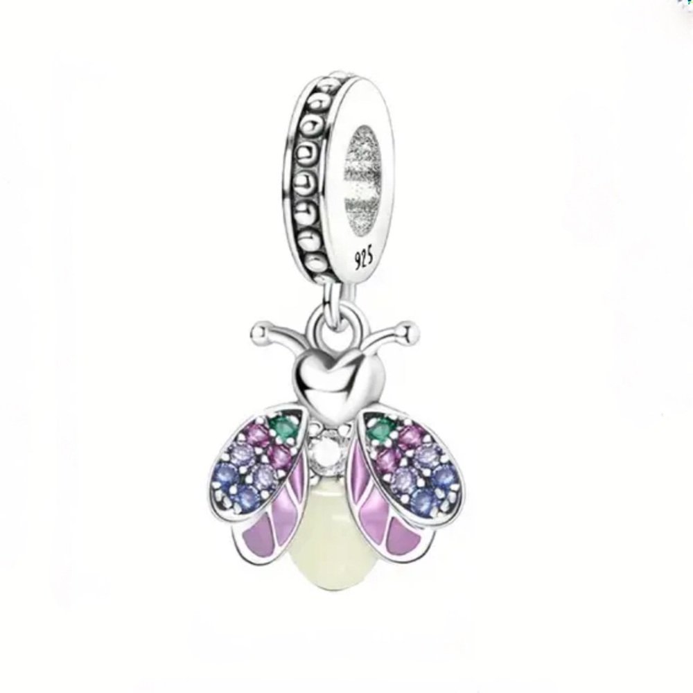 S925 PLATINUM PLATED Luminous Firefly Charm Pandora Style